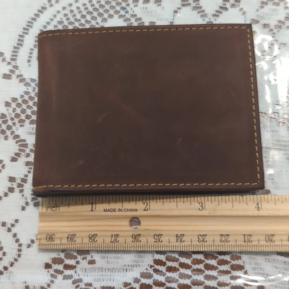 Genuine leather handcrafted wallet RFID protection.